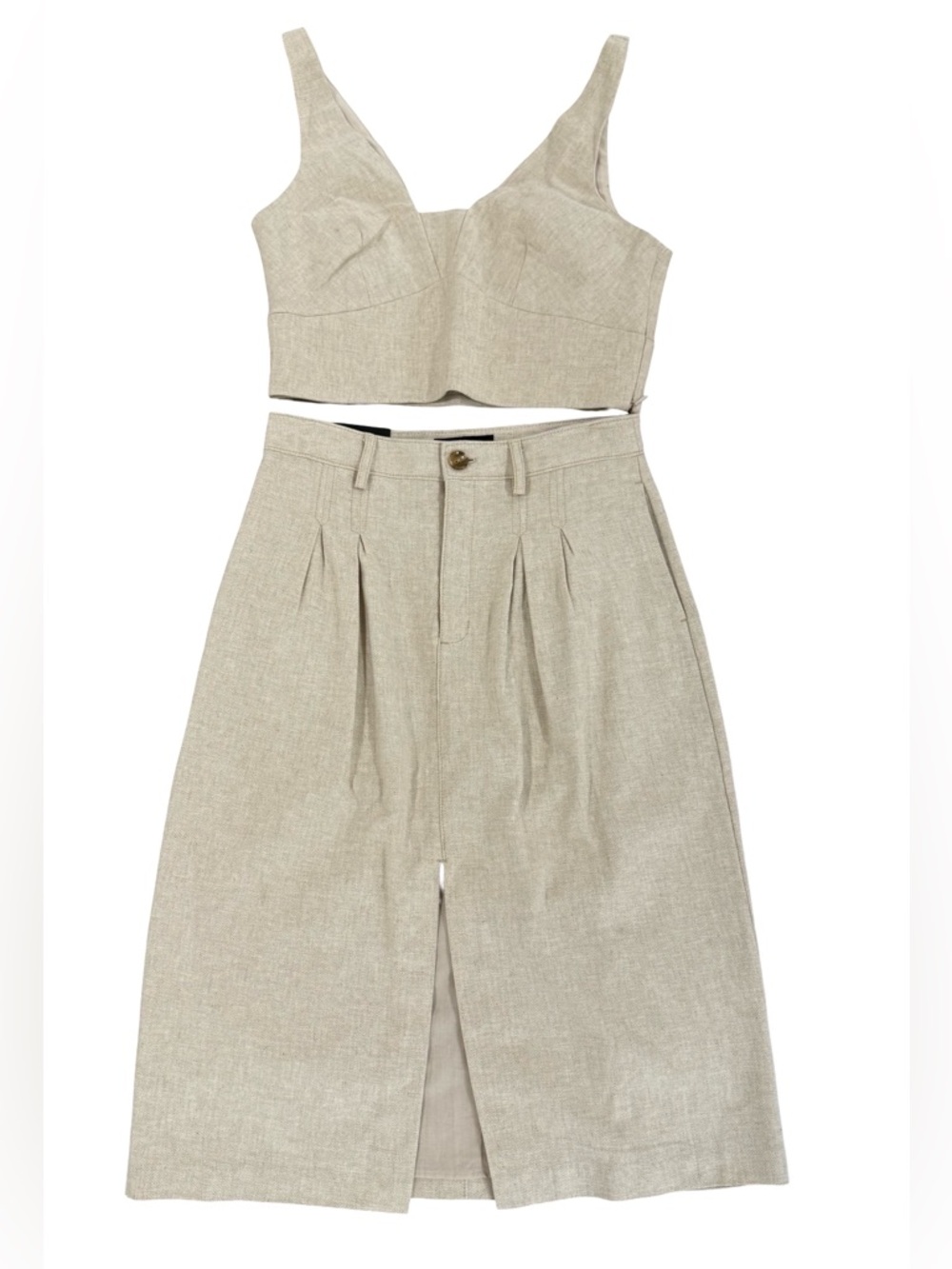 NWT Banana Republic Linen Pleated Midi Skirt & Crop Top Set size 4 women - Picture 6 of 16